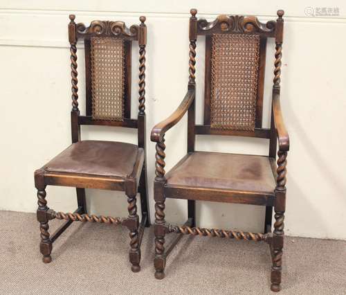 Set of Six Victorian Oak Dining Chairs