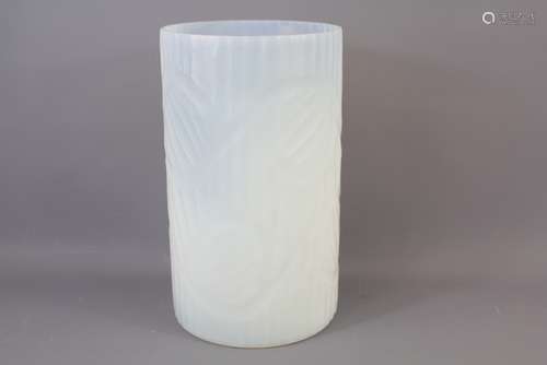 A Contemporary Cylindrical Opaline Pillar Vase, approx 30 cms