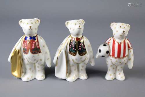 Three Crown Derby Teddy Bears