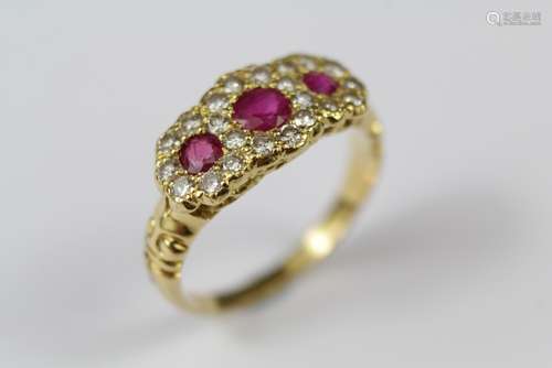 Antique 18ct Ruby and Diamond Ring