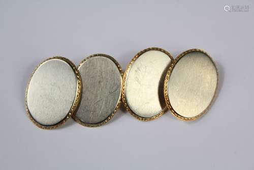 A Pair of Garrard & Co 18ct Gold and Platinum Cufflinks