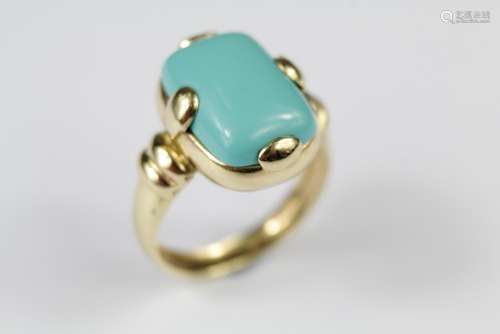 A 14ct Gold Blue Stone Ring