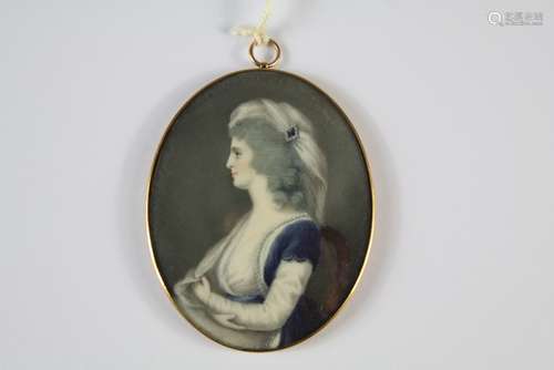 English School Circa 1780 Oval Portrait Miniature