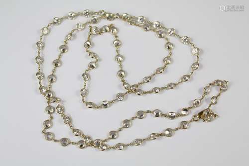 A 14ct Gold White Stone Necklace, approx 76 cms, approx 13