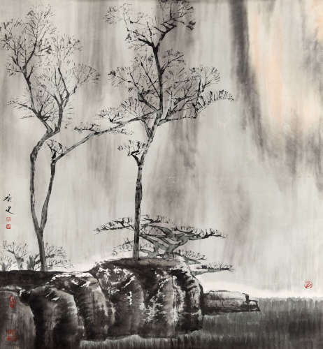 白庚延（1940-2007） 濛濛细雨 纸本 镜芯