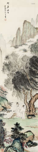 季观之（1915-1997） 柳岸话古 纸本 镜心