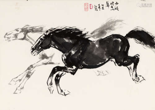 韦江凡（b.1922） 驰骋 纸本 立轴