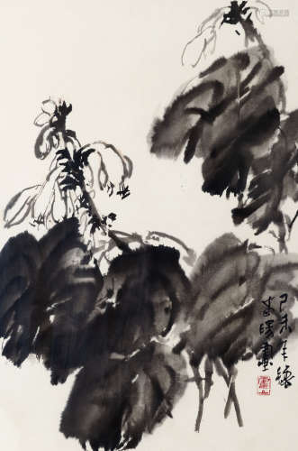 霍春阳（b.1946） 玉簪 纸本 镜芯