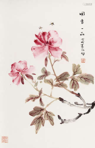 霍春阳（b.1946） 国香一品 纸本 镜芯