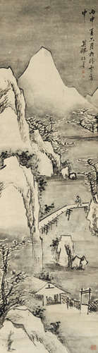 高其佩（1660-1743） 雪景山水指画 纸本 立轴