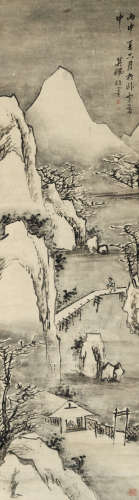 高其佩（1660-1743） 雪景山水指画 纸本 立轴