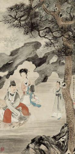 李芳园（1883-1947） 松阴纳凉图 纸本 立轴