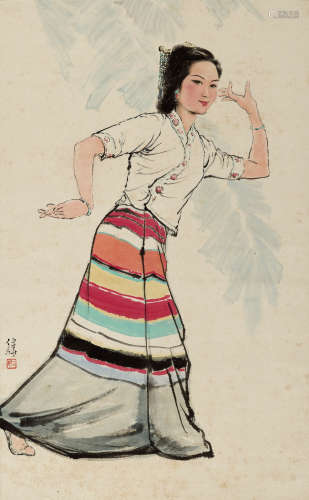 白伯骅（b.1944） 舞者 纸本 立轴