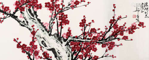 娄师白（1918-2010） 红梅花开 纸本 镜芯