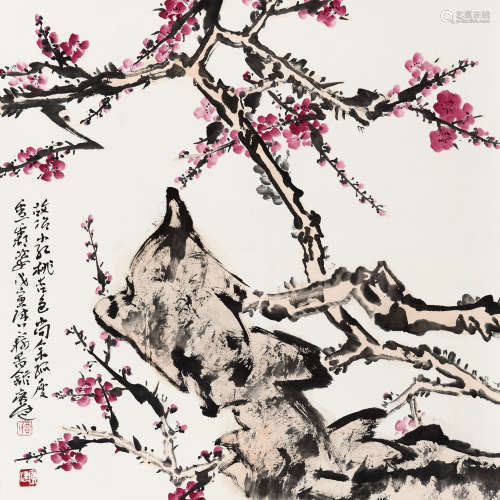 贾广健（b.1964） 小桃红 纸本 镜芯