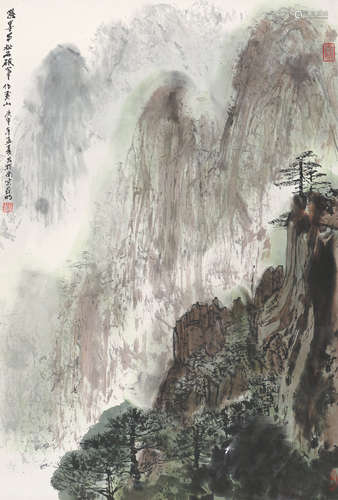 亚明（1924～2002） 黄山 立轴 设色纸本