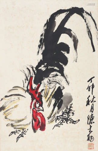 陈大羽（1912～2001） 雄鸡图 立轴 设色纸本