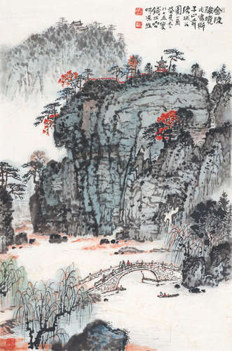 钱松嵒（1899～1985） 金陵胜境 镜心 设色纸本