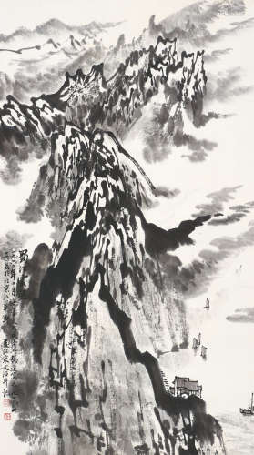 宋文治（1919～2000） 蜀江云起 立轴 水墨纸本