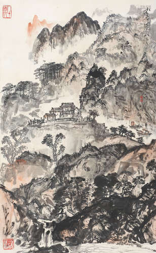 亚明（1924～2002） 山居图 立轴 设色纸本