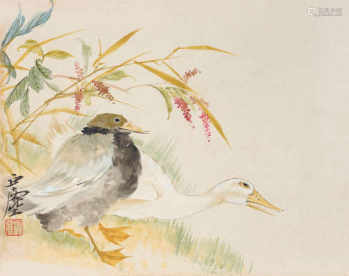 汪亚尘（1894～1983） 双鸭图 镜心 设色纸本
