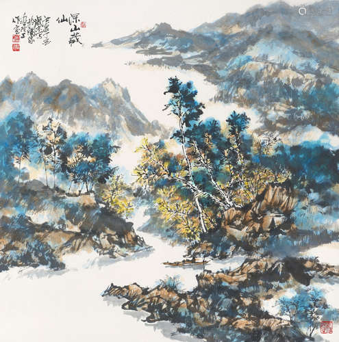 汤洪泉（b.1962） 深山藏仙 镜心 设色纸本