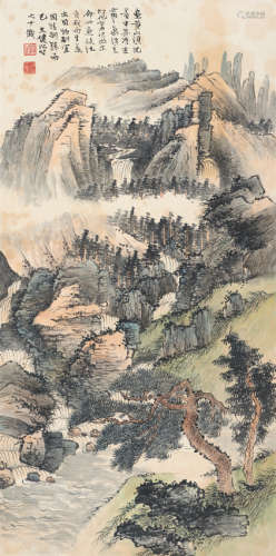 贺天健（1891～1977） 黄山 立轴 设色纸本