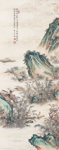周怀民（1906～1996） 轻舟载夕阳 镜心 设色纸本