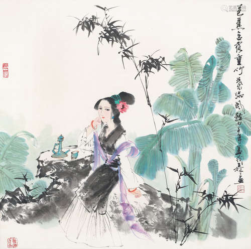 盖茂森（b.1941） 芭蕉神竹 镜心 设色纸本