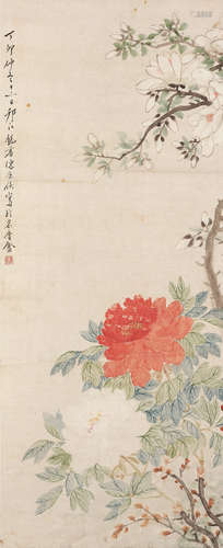 陈康侯（1866～1937） 花卉 立轴 设色纸本