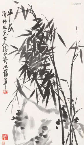 蒲华（1893～1911） 竹报平安 立轴 水墨纸本