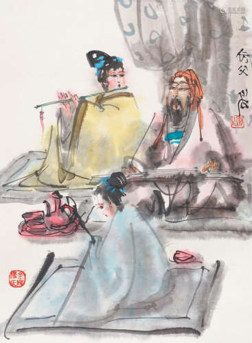 傅小石（1932～2016） 雅乐图 立轴 设色纸本