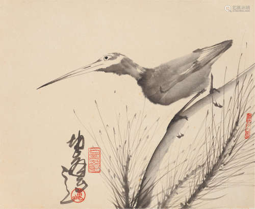 卢坤峰（b.1934） 松鸟图 立轴 设色纸本