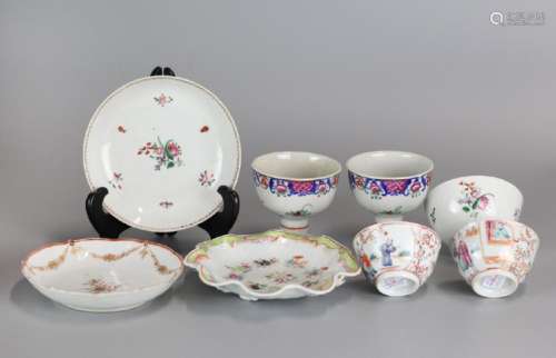 8 Chinese export porcelain wares, 18th c.