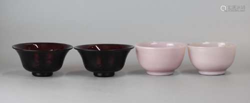 4 Chinese peking glass bowls, 19th/20th c.