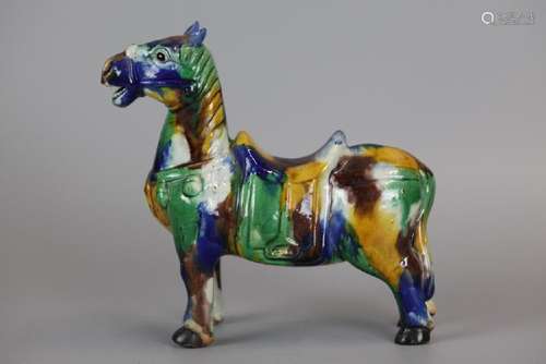 Chinese sancai glazed porcelain horse, 18th/19th c.