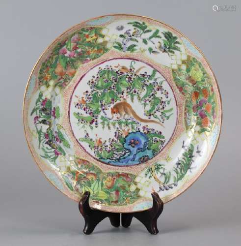 Chinese famille rose porcelain plate, 19th c.