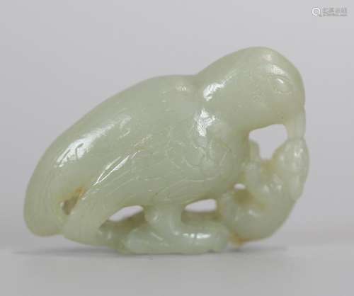 Chinese jade carving of a bird, 19th c.