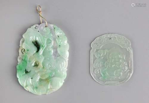 2 Chinese carved jadeite pendants