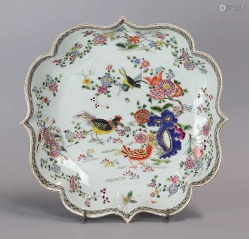 Chinese multicolor porcelain platter/tray, 19th c.