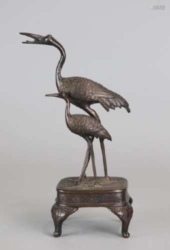 Japanese bronze crane sculpture, 19th c.