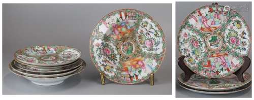 9 Chinese export canton porcelain plates, 19th c.