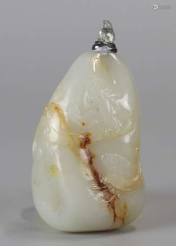 carved Chinese white jade snuff bottle