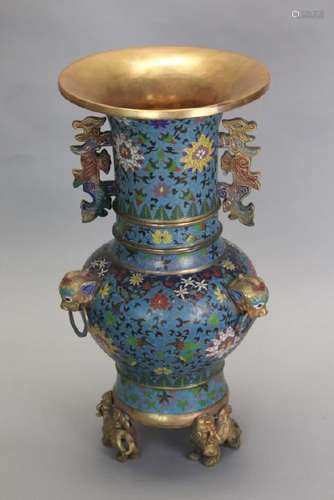 Chinese gilt cloisonné vase, 20th c.