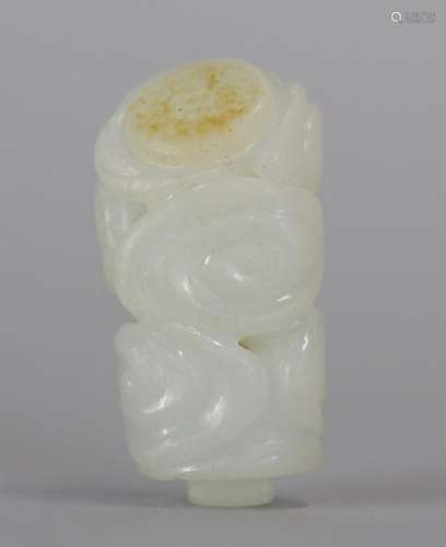 carved Chinese white jade pendant, 19th c.