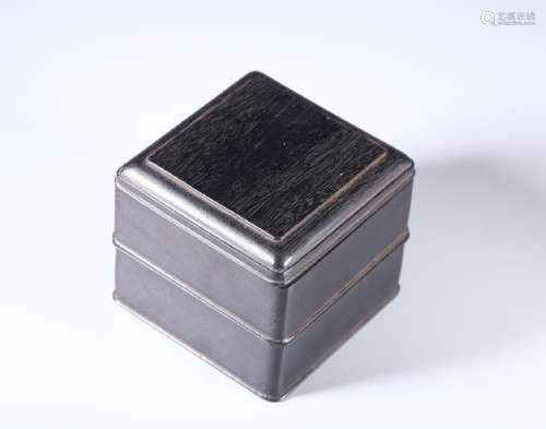 A WOOD CARVED DOUBLE-LAYER INK TANK BOX