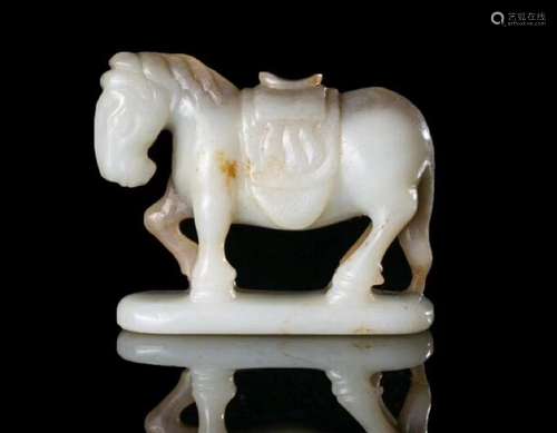 A HETIAN JADE CARVED HORSE FIGURE