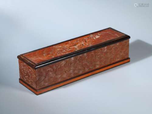 A BAMBOO CARVED BAXIAN PATTERN BOX