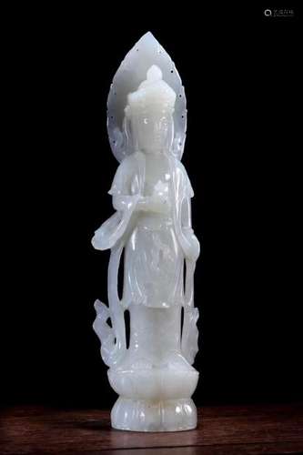 A HETIAN JADE GUANYIN STAUTE