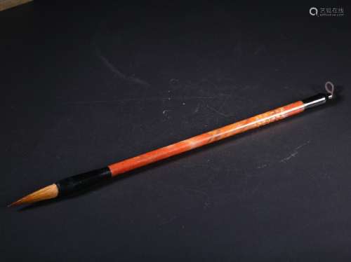 A SOAPSTONE CARVED POETRY PATTERN WRITING BRUSH